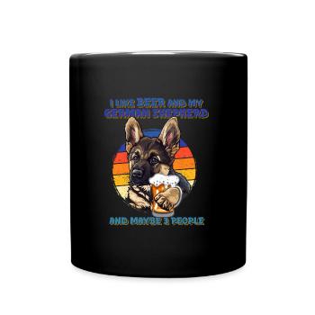 Schäferhund LIKE BEER AND GERMAN SHEPHERD - Full Colour Mug - black - Front