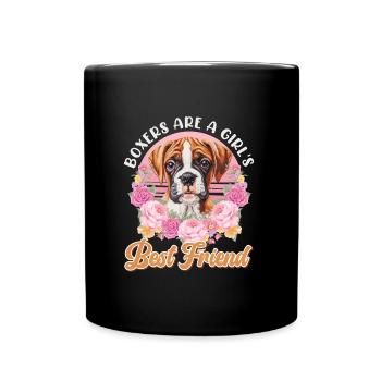 BOXERS ARE A GIRL'S BEST FRIEND Hundemama Deutsche - Tasse einfarbig - Schwarz - Vorne