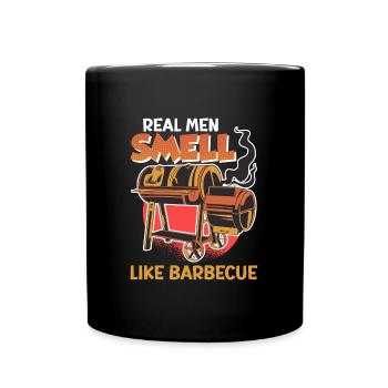 Meat lovers REAL MEN SMELL LIKE BARBECUE - Full Colour Mug - black - Front
