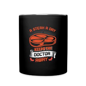 UN STEAK PAR JOUR ÉLOIGNE LE MÉDECIN - Mug uni - noir - Devant