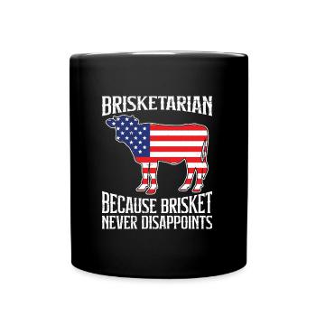 Grillfreunde BRISKETARIAN Fleischliebhaber Lustig - Tasse einfarbig - Schwarz - Vorne