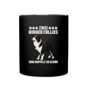 Border Collie 2 BORDER COLLIES ARE TWICE AS BEAUTIFUL - Full Colour Mug - black - Front
