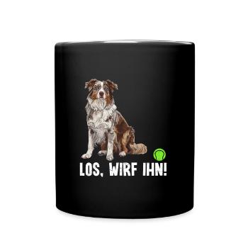 Australian Shepherd COME ON, THROW IT! Fun - Full Colour Mug - black - Front