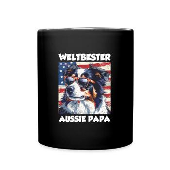 Australian Shepherd WELTBESTER AUSSIE PAPA - Tasse einfarbig - Schwarz - Vorne