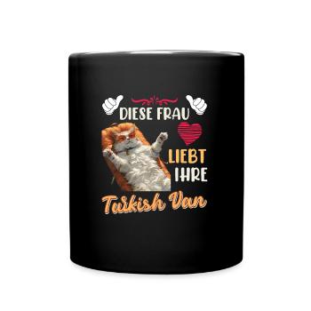 Katzenmama DIESE FRAU LIEBT IHRE TURKISH VAN - Tasse einfarbig - Schwarz - Vorne