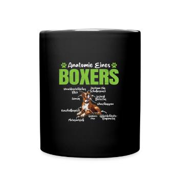ANATOMIE EINES BOXERS Lustiges Deutscher Boxer - Tasse einfarbig - Schwarz - Vorne