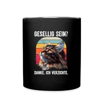 Maine Coon Cat BE SOCIABLE? THANK YOU. WAIVERS - Full Colour Mug - black - Front