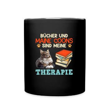 BOOKS AND MAINE COONS ARE MY THERAPY Main - Full Colour Mug - black - Front