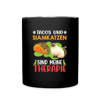 TACOS AND SIAMESE CATS ARE MY THERAPY Fun - Full Colour Mug - black - Front