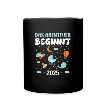 Expectant mom THE ADVENTURE BEGINS IN 2025 IN THE FUTURE - Full Colour Mug - black - Front