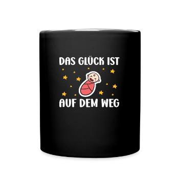 Werdende Mütter DAS GLÜCK IST AUF DEM WEG - Tasse einfarbig - Schwarz - Vorne