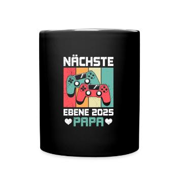 Zwillingspapa NÄCHSTE EBENE 2025 PAPA Gamer - Tasse einfarbig - Schwarz - Vorne