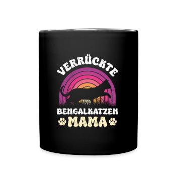 Bengalkatze VERRÜCKTE BENGALKATZEN MAMA Lustiges - Tasse einfarbig - Schwarz - Vorne