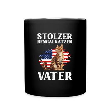 Katzenpapa STOLZER BENGALKATZEN VATER USA - Tasse einfarbig - Schwarz - Vorne
