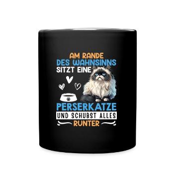 UN CHAT PERSAN AU BORD DE LA FOLIE - Mug uni - noir - Devant