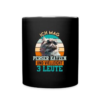 Katzenbesitzer ICH MAG PERSER KATZEN UND 3 LEUTE - Tasse einfarbig - Schwarz - Vorne