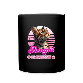 Katzenbesitzerin BENGAL PRINZESSIN Vintage - Tasse einfarbig - Schwarz - Vorne