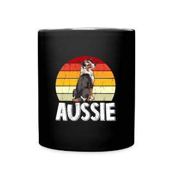 Australian Shepherd Vintage AUSSIE Dog Owner - Full Colour Mug - black - Front