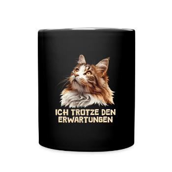 Maine Coon ICH TROTZE DEN ERWARTUNGEN Lustiges - Tasse einfarbig - Schwarz - Vorne
