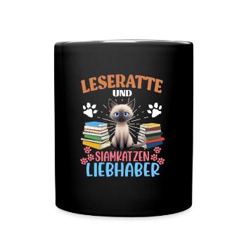 BOOKWORM AND SIAMESE CAT LOVERS Book lovers - Full Colour Mug - black - Front