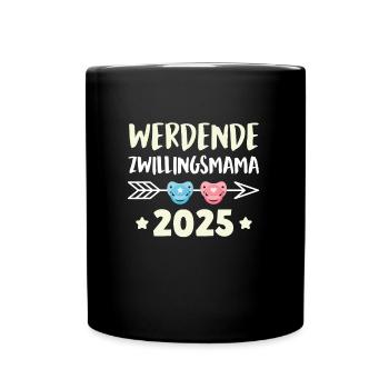 FUTURE MAMAN JUMELLE 2025 Gémeaux Enceinte - Mug uni - noir - Devant