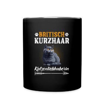 Britische Kurzhaar Katzenliebhaberin Britisch - Tasse einfarbig - Schwarz - Vorne