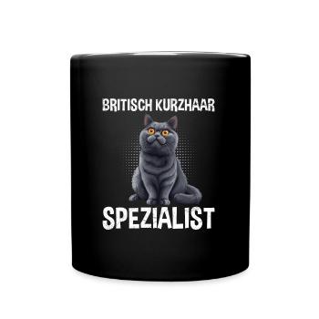 BRITISH SHORTHAIR SPECIALIST Cat Dad British - Full Colour Mug - black - Front