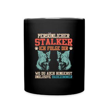 Border Collie HARCELEUR PERSONNEL SUIVEZ-VOUS - Mug uni - noir - Devant