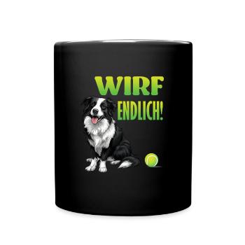 Border Collie lance ENFIN un Border Collie drôle - Mug uni - noir - Devant