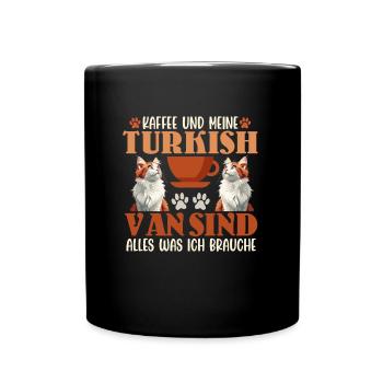 Katzenpapa KAFFEE UND MEINE TURKISH VAN SIND ALLES - Tasse einfarbig - Schwarz - Vorne