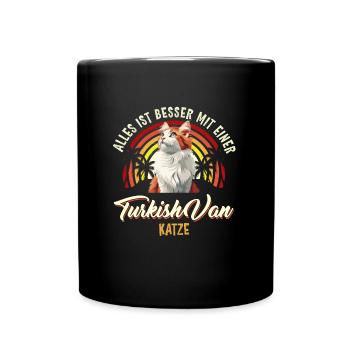 Katzenbesitzer ALLES IST BESSER MIT EINER TURKISH - Tasse einfarbig - Schwarz - Vorne