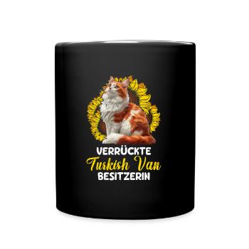 Katzenbesitzerin VERRÜCKTE TURKISH VAN BESITZERIN - Tasse einfarbig - Schwarz - Vorne