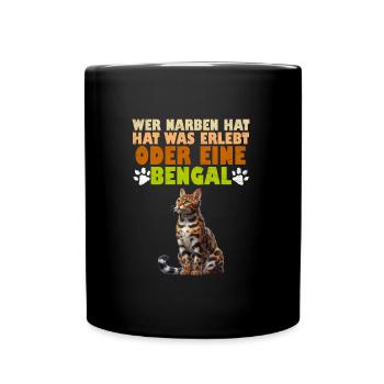 Bengalkatze WER NARBEN HAT HAT WAS ERLEBT ODER - Tasse einfarbig - Schwarz - Vorne