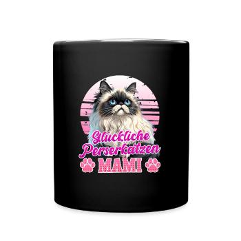 Katzenbesitzerin GLÜCKLICHE PERSERKATZEN MAMI - Tasse einfarbig - Schwarz - Vorne