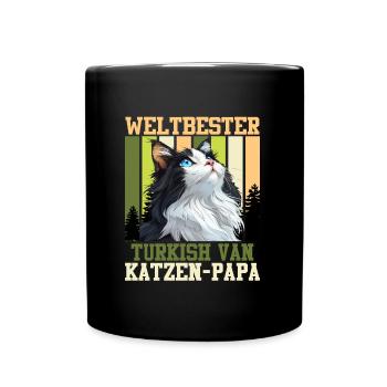 Turkish Van WELTBESTER TURKISH VAN KATZEN-PAPA - Tasse einfarbig - Schwarz - Vorne