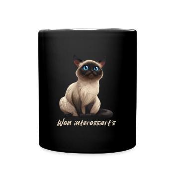Amoureux des chats siamois QUI se soucie drôle - Mug uni - noir - Devant