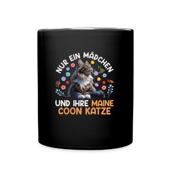 Cat Mom JUST A GIRL AND HER MAINE COON - Full Colour Mug - black - Front