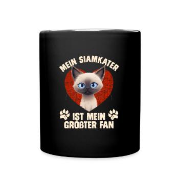 Siamese cats MY SIAMESE CAT IS MY BIGGEST FAN - Full Colour Mug - black - Front