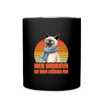 Siamese cats MY SIAMESE CAT IS MY BIGGEST FAN - Full Colour Mug - black - Front