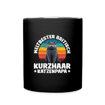 Katzenpapa WELTBESTER BRITISCH KURZHAAR KATZENPAPA - Tasse einfarbig - Schwarz - Vorne