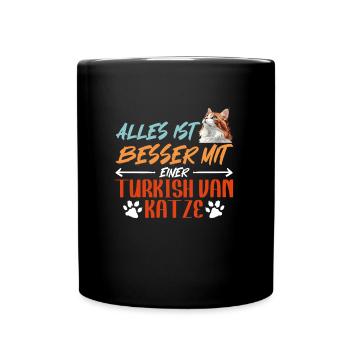 Katzenbesitzer ALLES IST BESSER MIT EINER TURKISH - Tasse einfarbig - Schwarz - Vorne