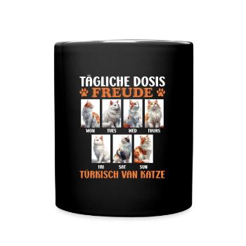 Cat Mom DAILY DOSE OF JOY TURKISH VAN - Full Colour Mug - black - Front