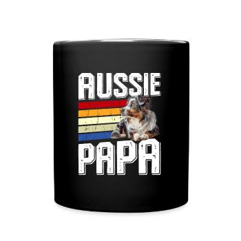 Australian Shepherd Owner AUSSIE PAPA - Full Colour Mug - black - Front