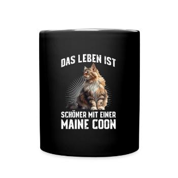 Propriétaire de Maine Coon LA VIE EST PLUS BELLE AVEC - Mug uni - noir - Devant