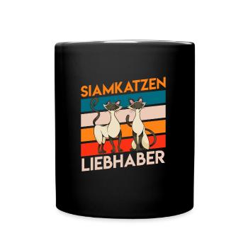 SIAMKATZEN LIEBHABER Vintage Siamesen Katzen - Tasse einfarbig - Schwarz - Vorne