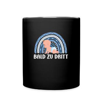 Pregnancy Announcement Birth SOON IN THREE - Full Colour Mug - black - Front