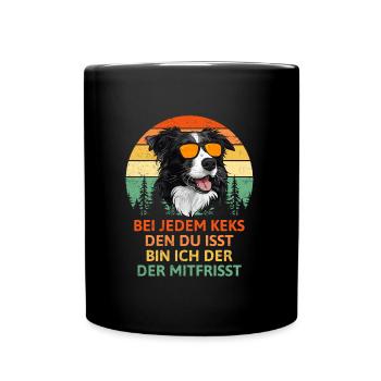 Border Collie BEI JEDEM KEKS DEN DU ISST Lustiges - Tasse einfarbig - Schwarz - Vorne