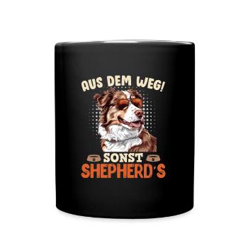 Aussie AUS DEM WEG SONST SHEPHERDS Australian - Tasse einfarbig - Schwarz - Vorne