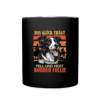 Border Collie LUCKY WEARS FUR AND IS CALLED BORDER - Full Colour Mug - black - Front