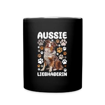 AUSSIE LIEBHABERIN Hundemama Australian Shepherd - Tasse einfarbig - Schwarz - Vorne